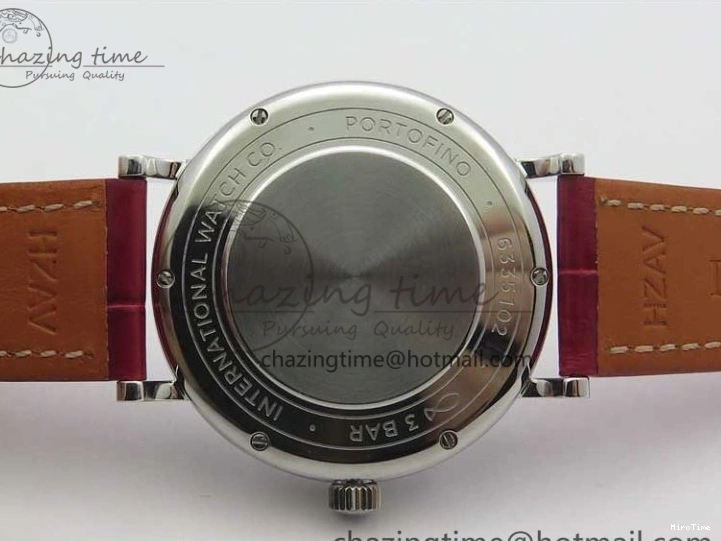 MIROTIME 0215 Portofino Automatic 37 SS M+F 1:1 Best Edition Silver Dial RG Markers on Red Crocodile Strap A Reliable 7154
